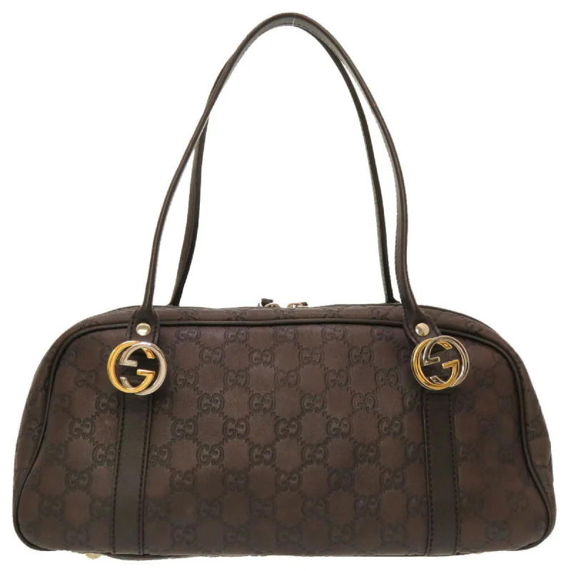 Women Gucci Sylvie bags with a monogram - embossed leatherGUCCIsima Leather Brown GG 232958 Boston Bag 0141