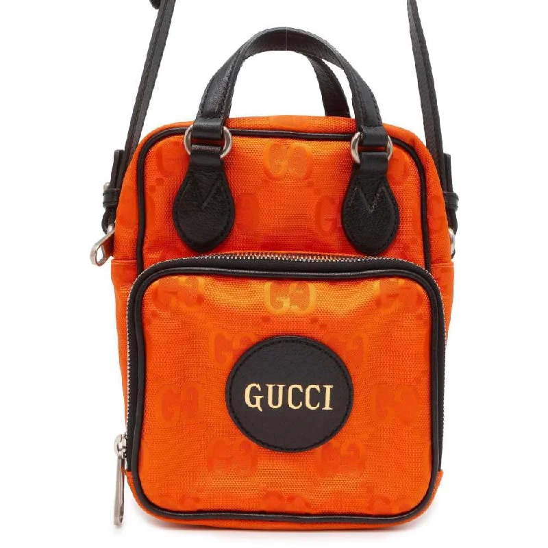 Women Gucci Sylvie bags with a crystal - embellished web stripeGUCCI GG Canvas Off the Grid 2way Shoulder Bag Orange/Black 625850 Nylon Leather