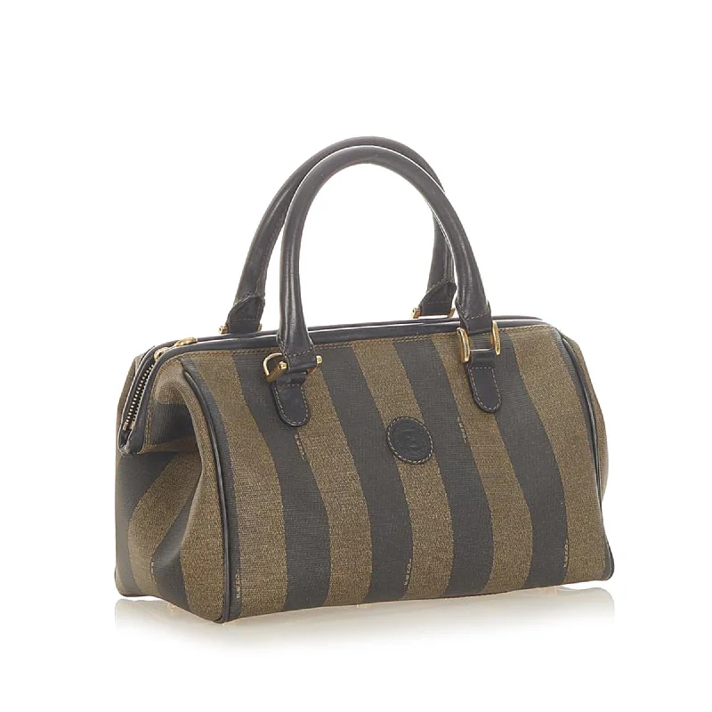 Fendi tote bags with a double - handle and shoulder - strap option for versatile carryingFendi Pequin Boston Bag (SHG-19584)