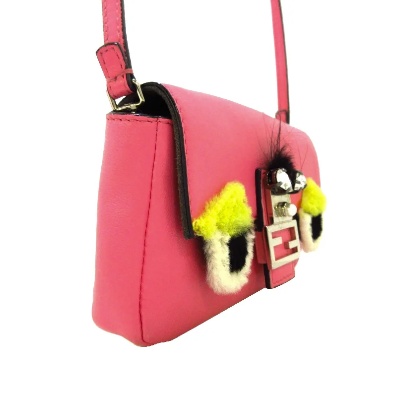 Fendi bags with a voice - activated pocket opener for a high - tech convenienceFendi Monster Leather Crossbody Bag (SHG-32005)