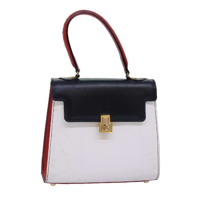 Fendi tote bags with a hand - painted FF pattern for an artisanal and one - of - a - kind touchFENDI Hand Bag Leather White  75458