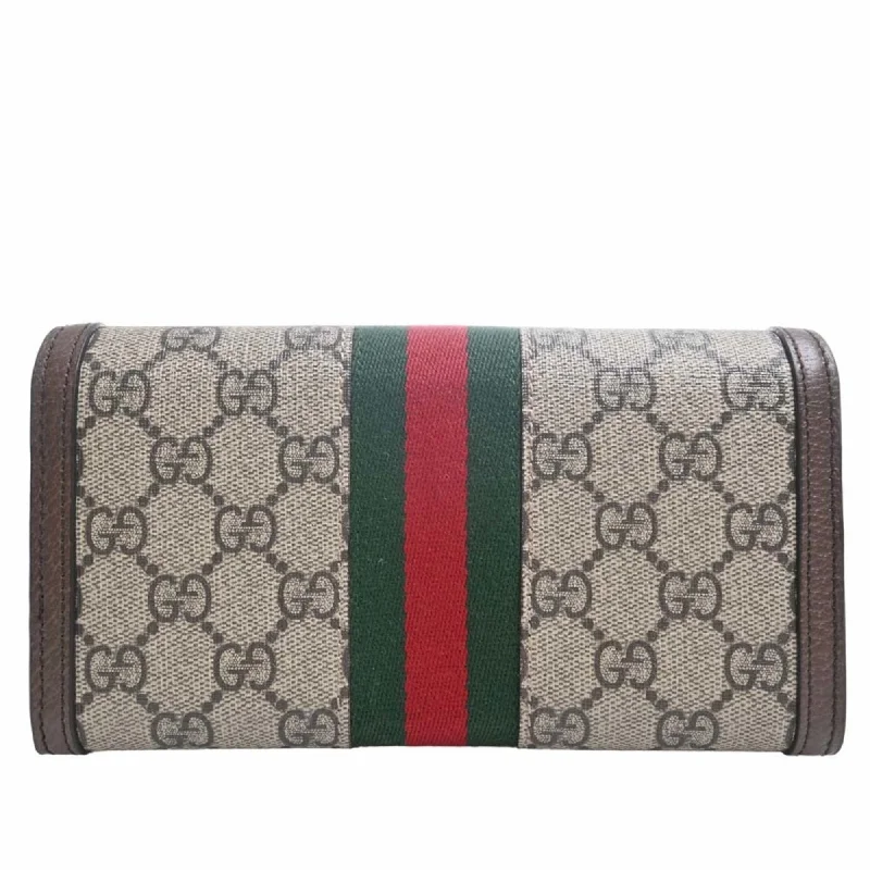 Gucci handbags for women with a back - zip pocketGUCCI Ophidia GG Supreme Sherry Continental Long Wallet 523153 Beige Brown Women's