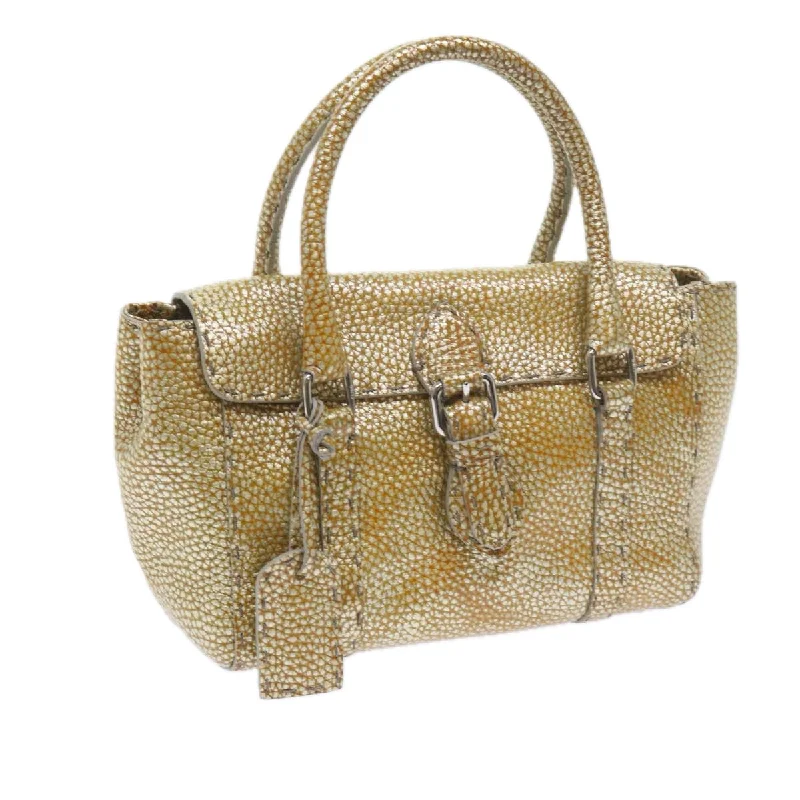 Fendi Sunshine Shopper bags with a contrast - stitched handle for a unique and stylish lookFENDI Hand Bag Leather Gold Tone  bs10423