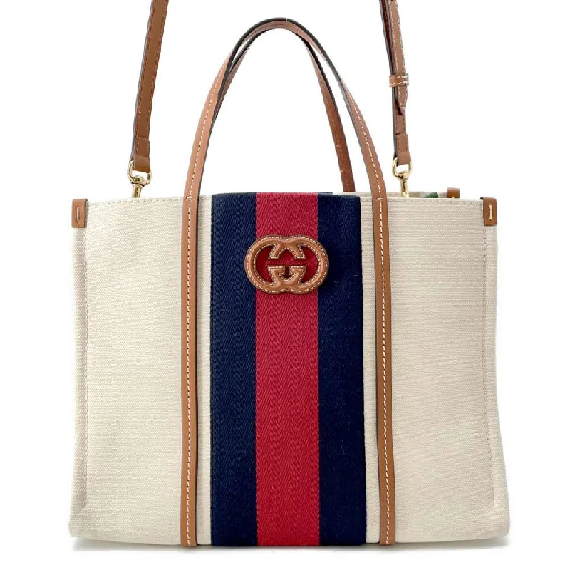 Women Gucci crossbody bags with a keychain holderGUCCI Interlocking G 2way Tote Bag Natural/Blue/Red 727721 Canvas Leather Size Medium