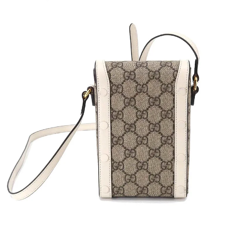 Women Gucci crossbody bags with a keychain holderGUCCI Horsebit 1955 Mini Shoulder Bag GG Supreme Leather White Beige 625615