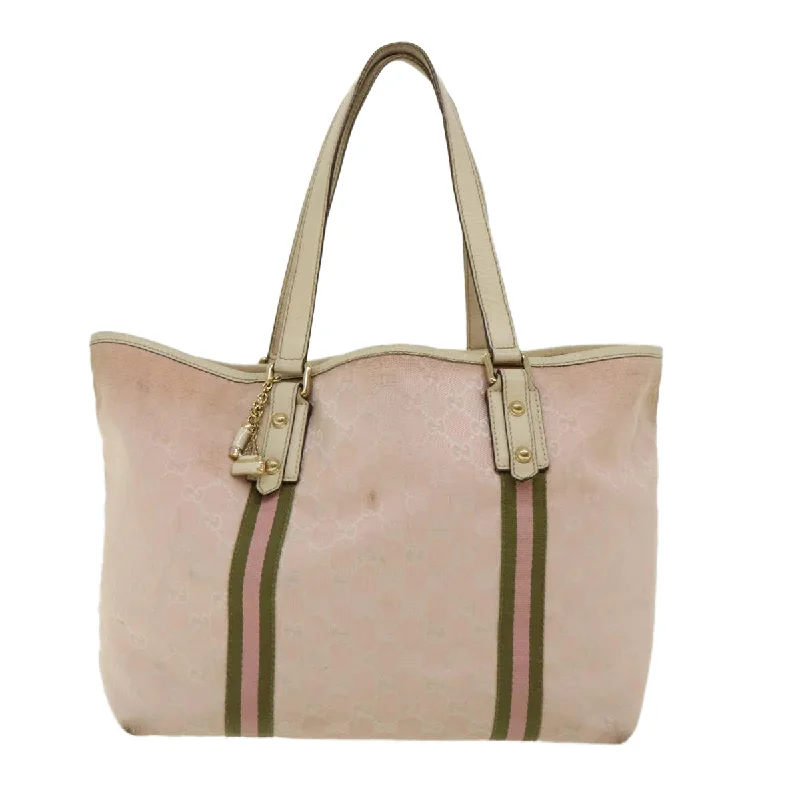 Medium - sized Women Gucci handbags for everyday useGucci GG Canvas Sherry Line Shoulder Bag 2Set Pink Beige  yk5006