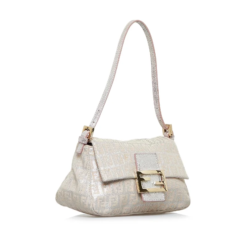 Ladies Fendi shoulder bags with a quilted leather exterior for a luxurious and cozy lookFendi Metallic Zucchino Mini Mamma Forever (SHG-K8G3w2)