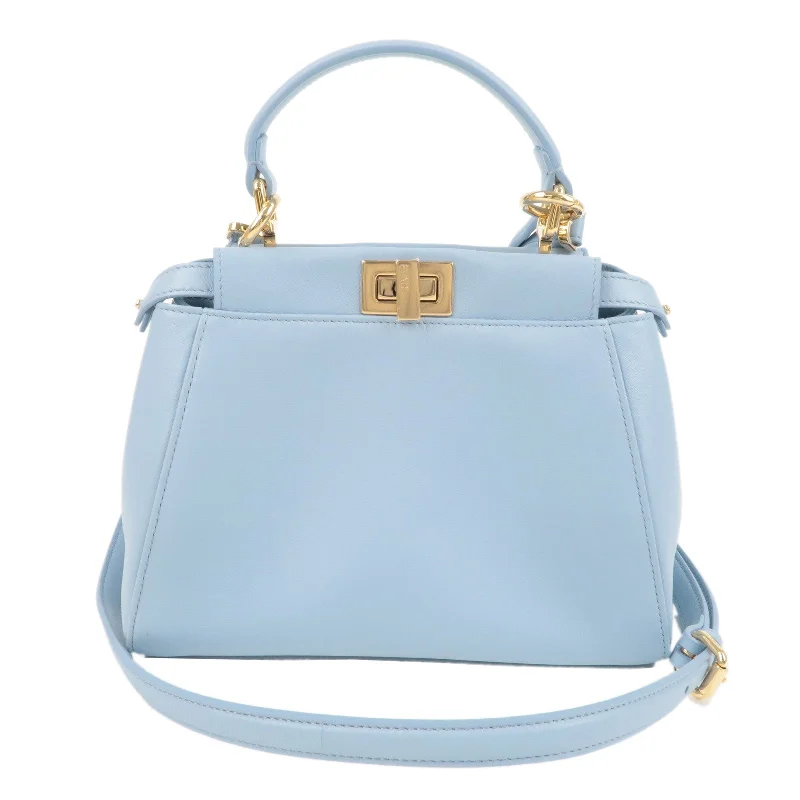 Fendi bags with a detachable camera holder for photography enthusiastsFENDI Mini Peekaboo Leather 2Way Mini Bag Light Blue 8BN244