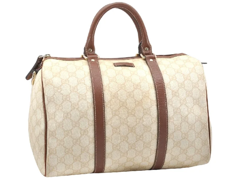 Gucci handbags for women with a patent - leather finishAuthentic GUCCI Vintage Hand Boston Bag GG PVC Leather 193603 Beige 2785K