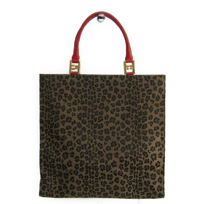 Fendi bags with a detachable sunglass holder for easy access to eyewearFendi Leopard Printed Canvas Tote  (SHA-11086)