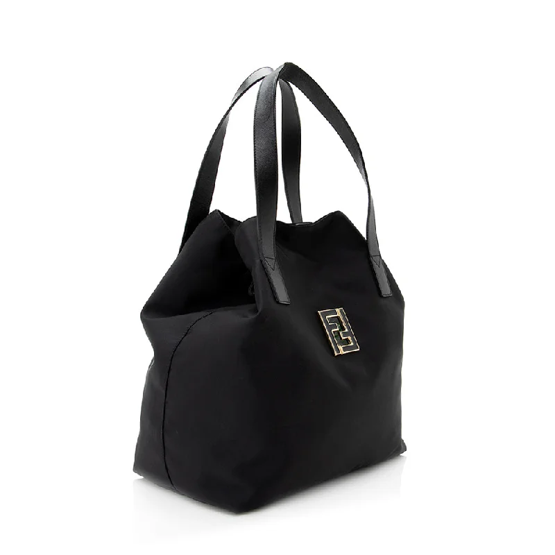 Fendi backpacks with a sleek, modern design and a matte finishFendi Nylon Logo Small Tote (SHF-20761)