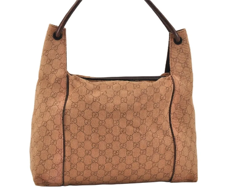 Gucci backpacks for women with a hidden back pocketAuthentic GUCCI Shoulder Hand Bag GG Canvas Leather 101292 Brown 2043K