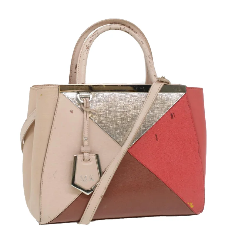 Fendi tote bags with a hand - painted FF pattern for an artisanal and one - of - a - kind touchFENDI Hand Bag Leather Pink Silver beige  cl260