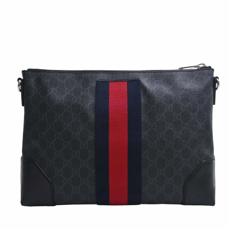 Women Gucci bags with interlocking G hardware for a classic lookGUCCI GG Supreme Shoulder Bag 474139 Black Men's