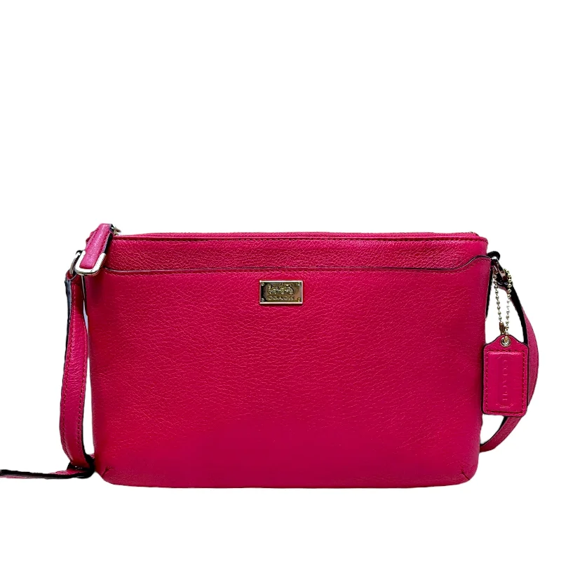 Medium - sized Coach shoulder bags in rich, deep colors for a sophisticated appearanceMadison Leather Swingpack Crossbody Designer By Coach In Pink Ruby, Size: Small