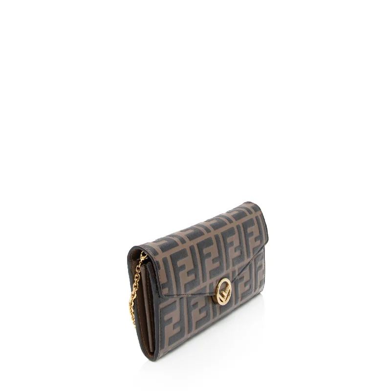 Ladies Fendi Peekaboo bags with a front - pocket organizer for quick access to essentialsFendi FF Embossed 1974 Continental Envelope Wallet on Chain (SHF-Vm6c4g)