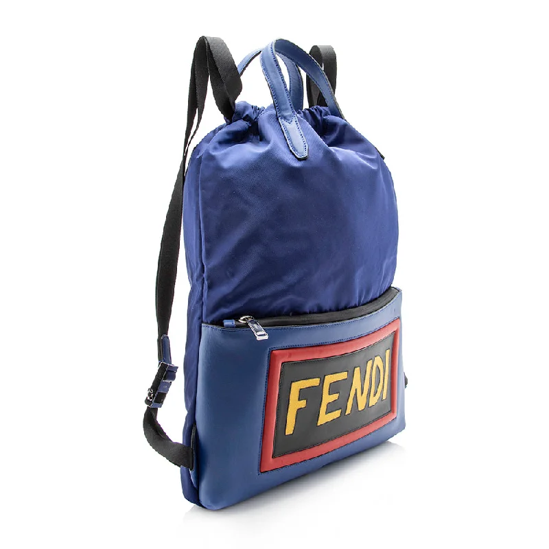 Fendi crossbody bags in a vibrant, neon color for a bold fashion statementFendi Nylon Logo Backpack (SHF-13539)