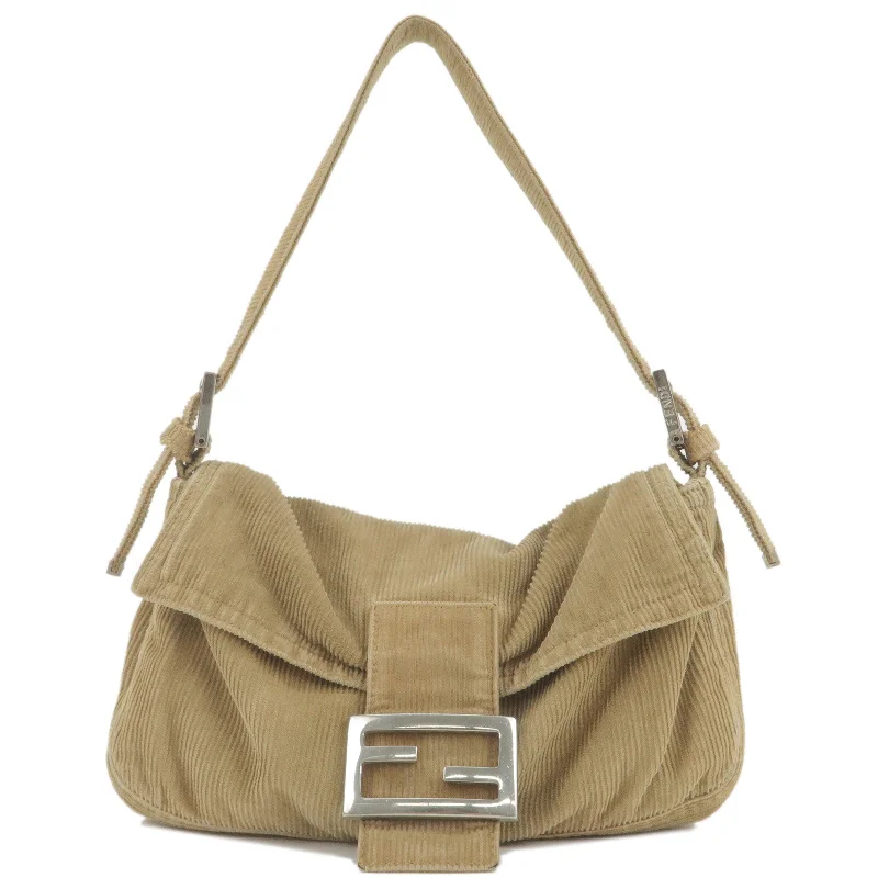 Fendi Baguette bags with a studded leather trim for a bold and edgy lookFENDI Corduroy Mamma Bucket Shoulder Bag Beige 26424