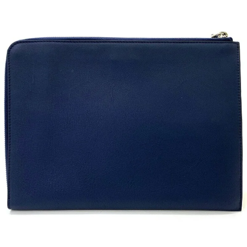 Fendi Baguette bags with a detachable shoulder strap for hands - free convenienceFendi Clutch Bag Navy Mon 8M0363-41D Leather FENDI Fur Men's Women's Blue