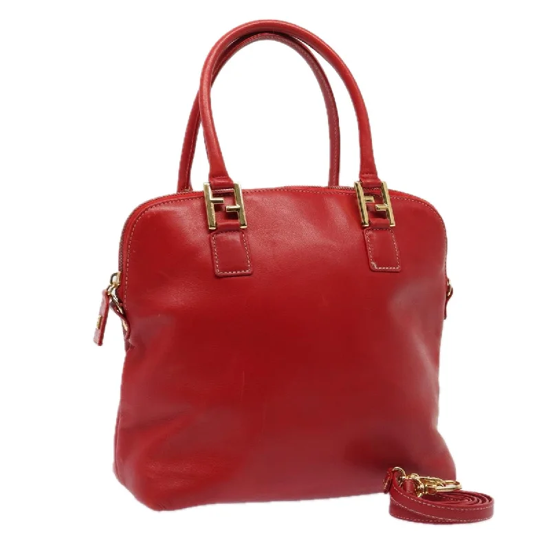 Ladies Fendi Peekaboo bags with a back - pocket organizer for better organizationFENDI Hand Bag Leather 2way Red Gold  86044