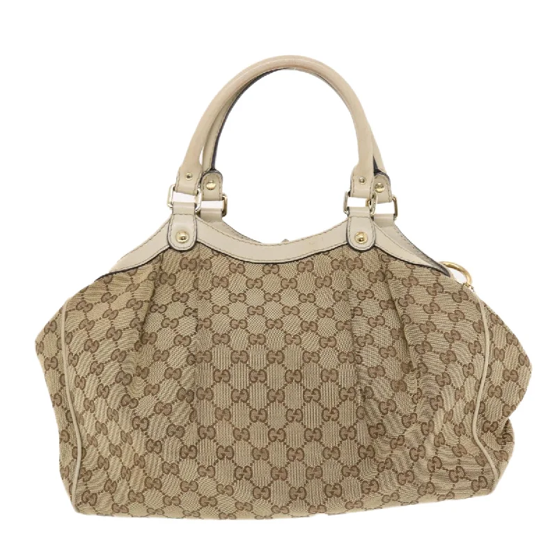 Women Gucci crossbody bags with a keychain holderGUCCI GG Canvas Hand Bag Beige 211944  49795