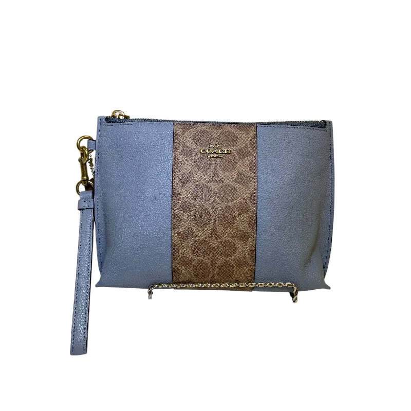 Ladies Coach crossbody bags with a single - strap design for simplicityWristlet Designer By Coach In Blue & Tan, Size:Large