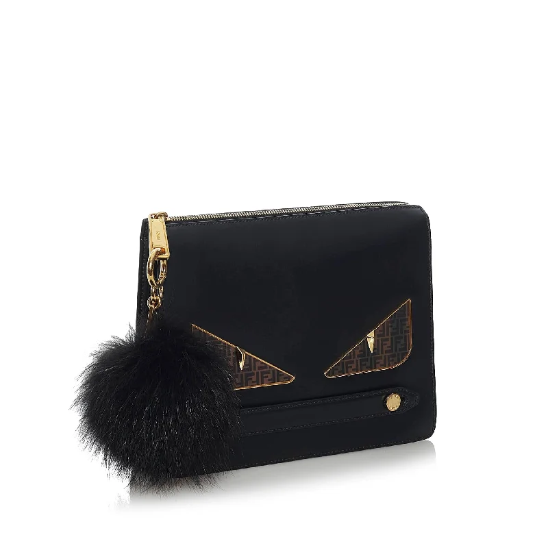 Fendi Baguette bags with a glitter - infused leather surface for a glamorous and sparkly lookFendi Monster Leather Clutch Bag (SHG-33968)