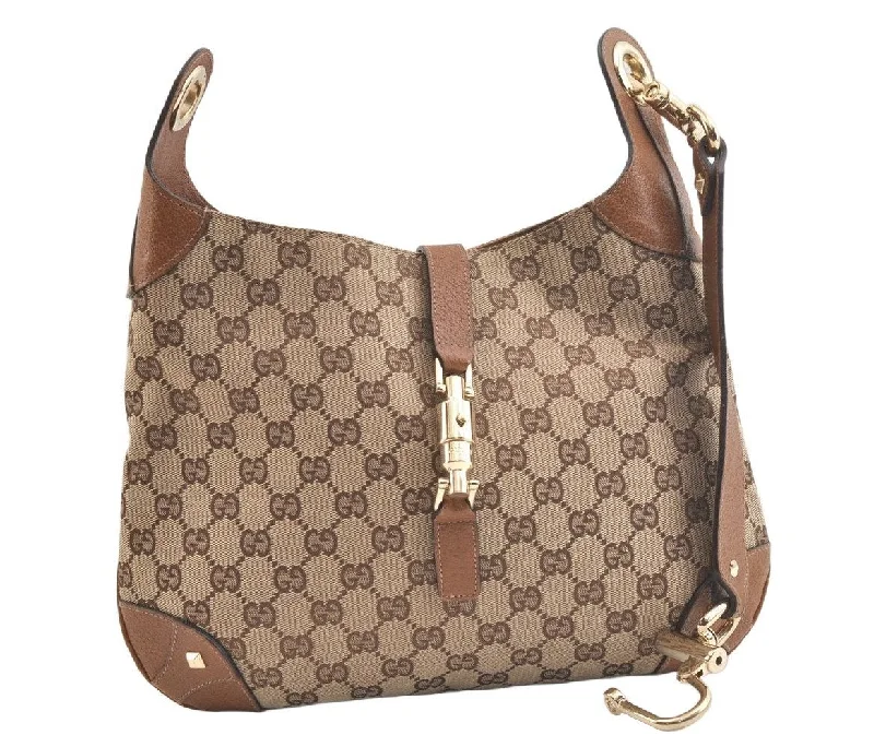 Gucci backpacks for women with a padded laptop compartmentAuthentic GUCCI Jackie Shoulder Bag GG Canvas Leather 120888 Brown Junk 3002K