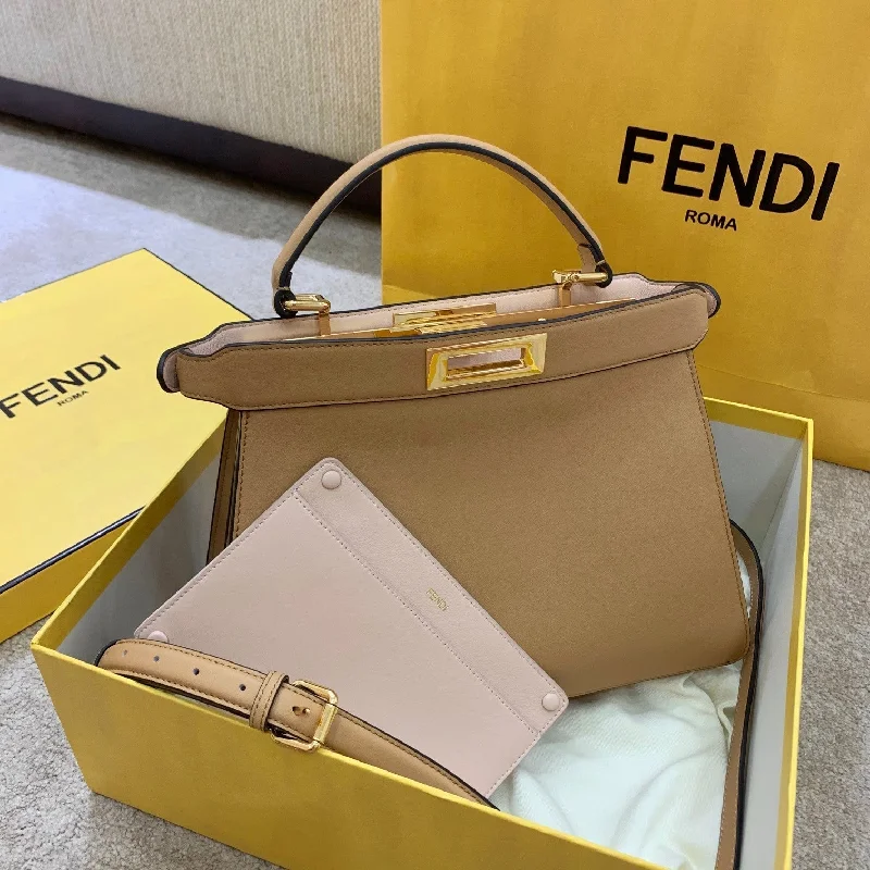 Medium - sized Fendi shoulder bags in rich, deep colors like burgundy for a sophisticated appearanceFendi Peekaboo  Small iseeu Bag