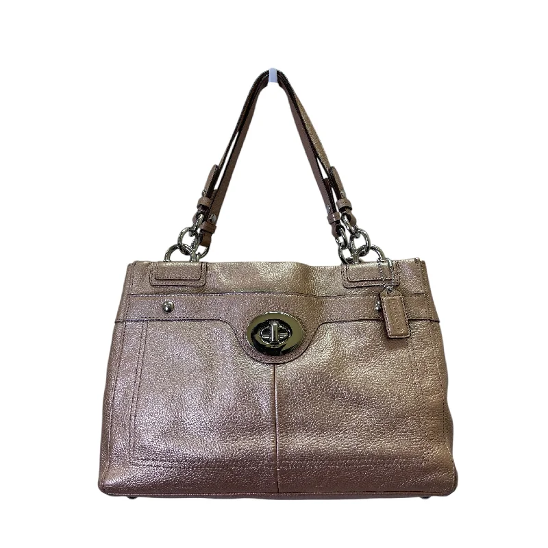 Coach backpacks with a sleek, modern design for a stylish lookHandbag Designer By Coach In Bronze, Size:Large