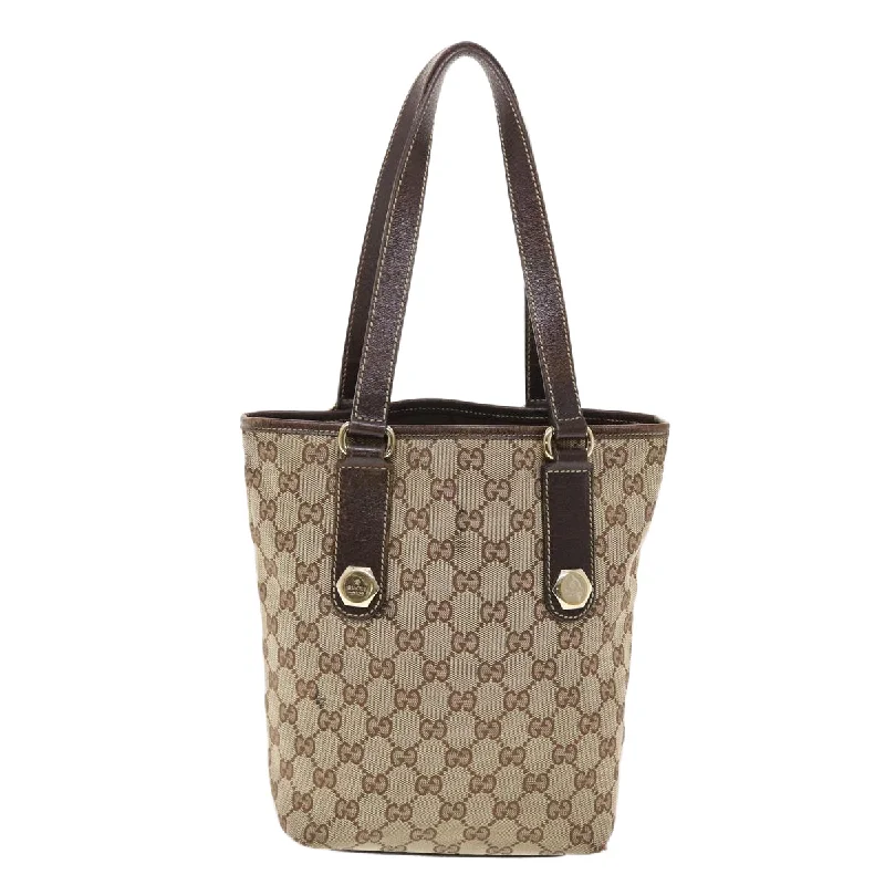 Women Gucci bags with a front - flap pocket for quick - access itemsGUCCI GG Canvas Tote Bag Beige 153361  49790