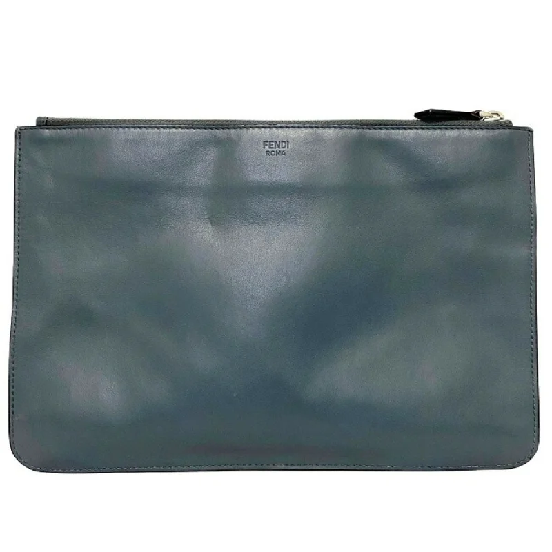 Fendi By The Way bags with a suede interior lining for a luxurious and soft feelFendi Clutch Bag Gray Silver Mon 7N0078 Plate Pouch Second Leather FENDI Women's Men's Dual