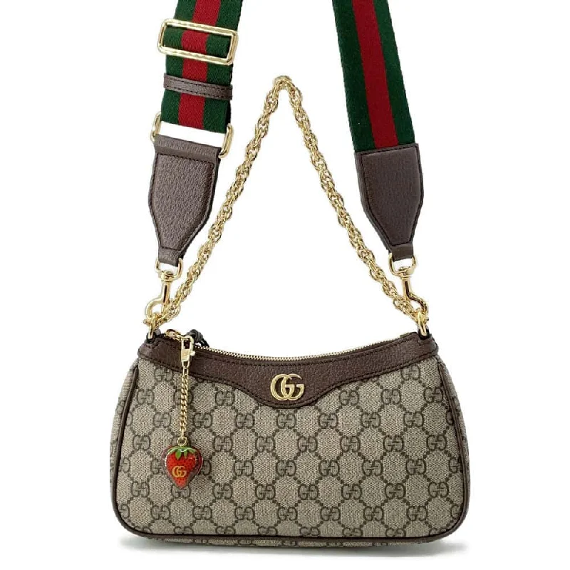 Women Gucci bags with a snap - button closure and a decorative charm【RESERVED】GUCCI Ophidia Handbag Beige/Brown 735132 PVC Leather Size Small