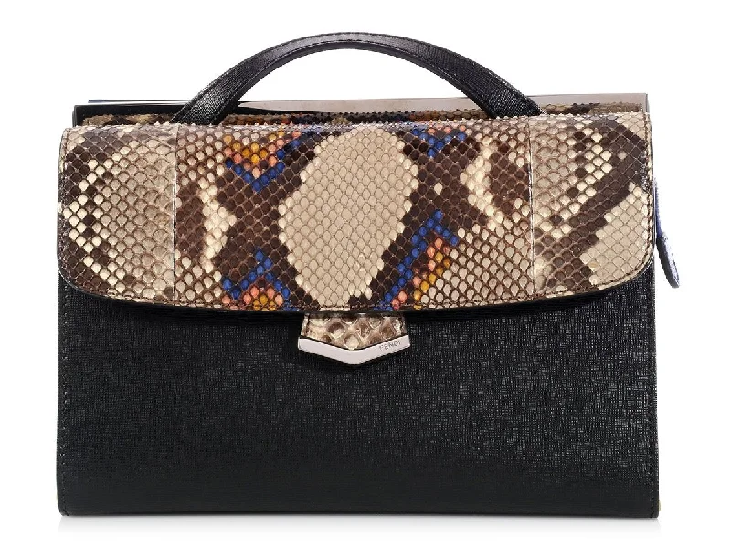 Fendi bags with a magnetic - closure card holder inside for easy access to cardsFendi Color Block Python Demi Jour