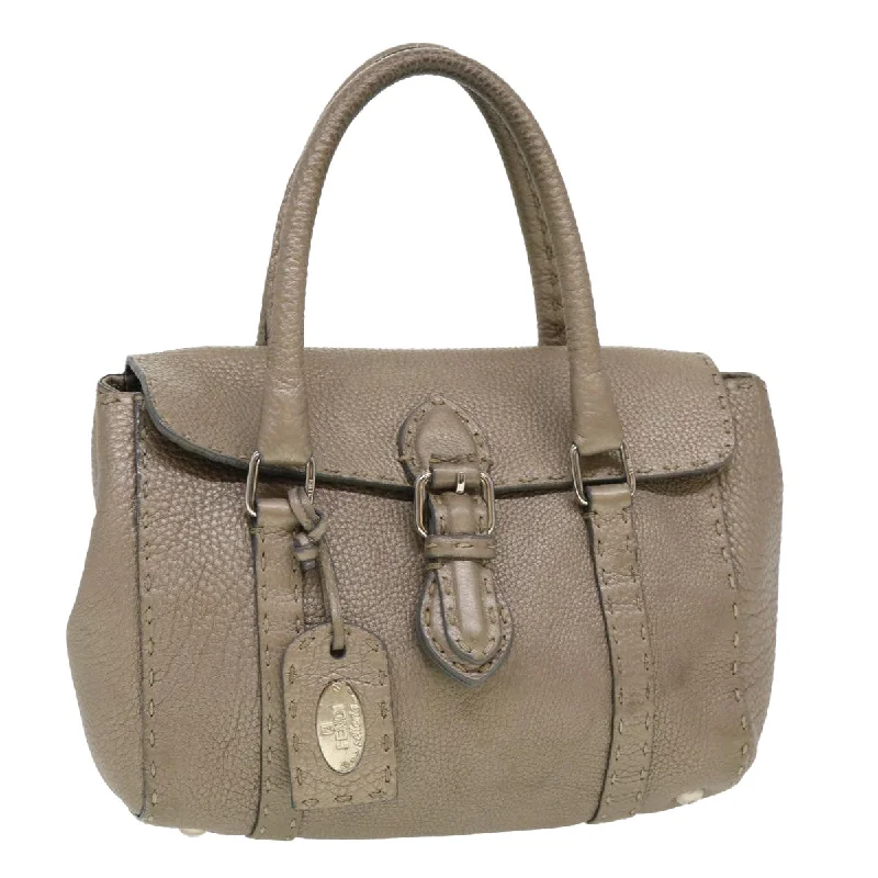 Ladies Fendi shoulder bags with a detachable key fob for easy key managementFENDI Hand Bag Leather Gray  39445