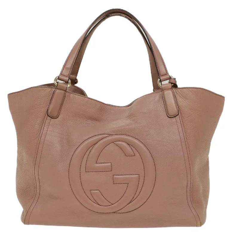 Gucci backpacks for women with a multi - pocket designGUCCI Soho Shoulder Bag Leather Pink 282309  fm2589