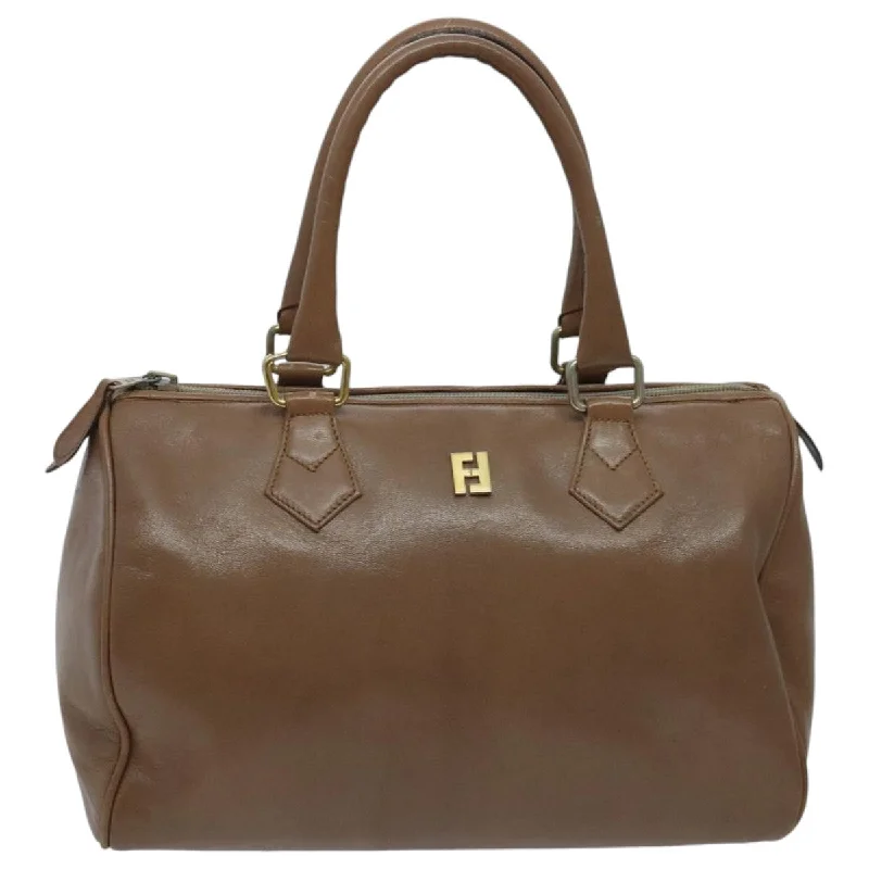 Ladies Fendi crossbody bags with a wide - width strap for enhanced comfort during long - term useFENDI Hand Bag Leather Brown Gold  fm3951