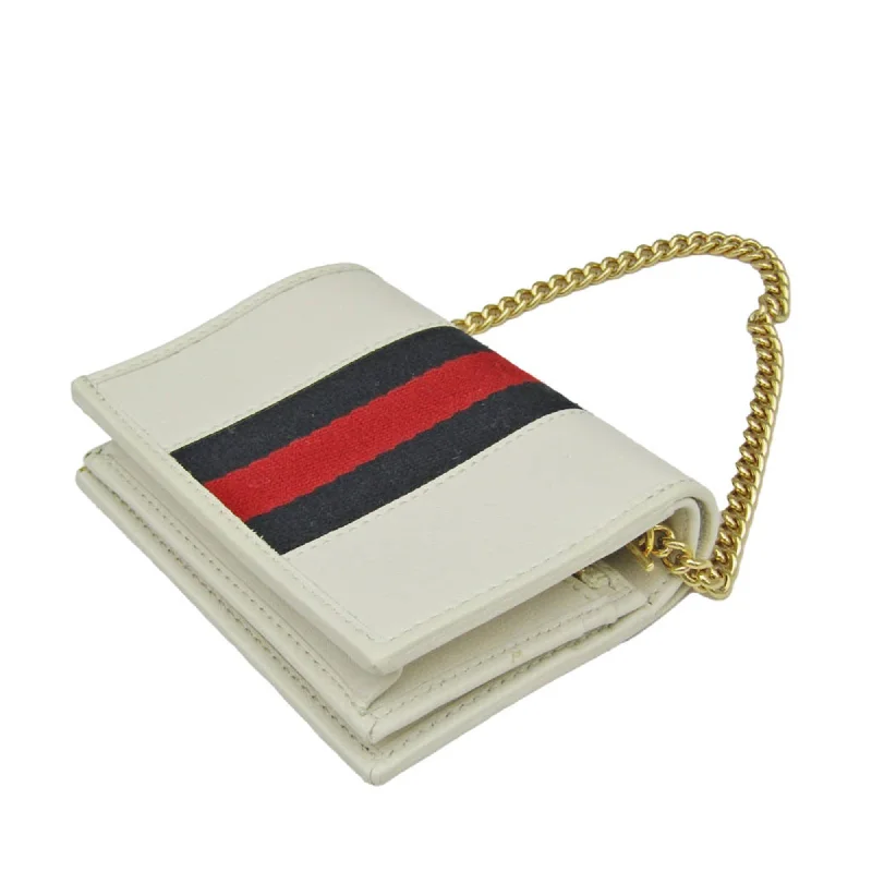 Women Gucci backpacks with a luxurious leather finishGUCCI Rajah Tiger 573790 Women's Leather Chain/Shoulder Wallet Off-white