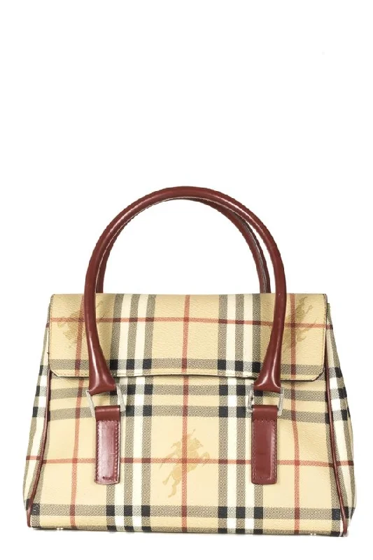 Dark - Hued Burberry Bags for a Sophisticated LookBurberry Tan House Check Handbag Brown Canvas Shoulder Bag