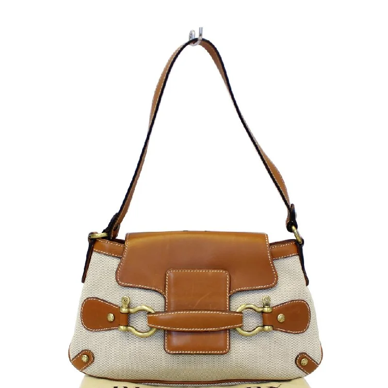 Burberry Bags with Adjustable Shoulder Straps for ComfortBurberry Old Flap White and Brown Leather/Canvas Shoulder Bag