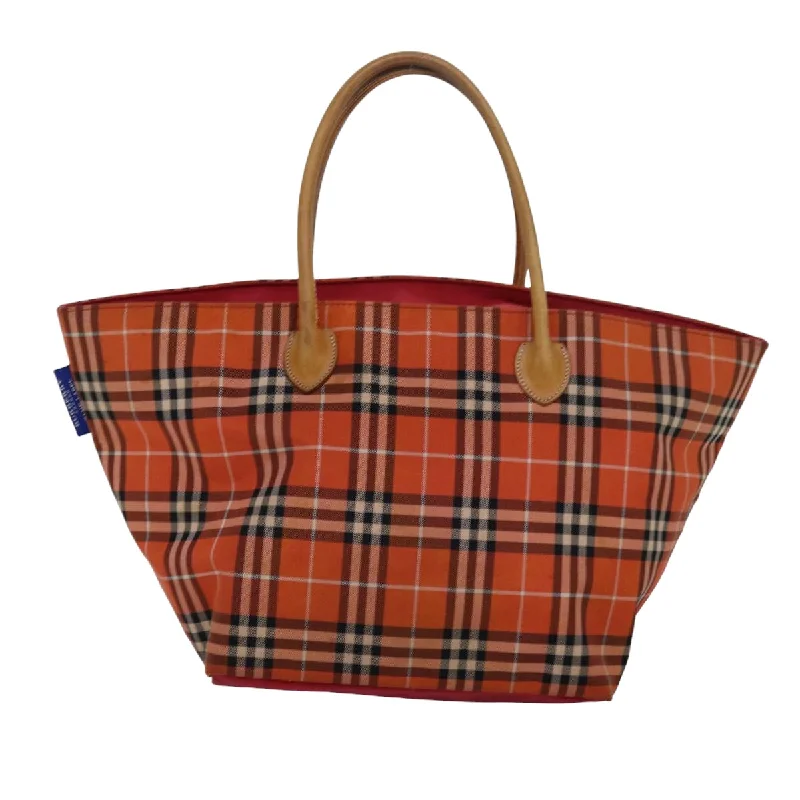 Durable Burberry Canvas Bags for Everyday UseBURBERRY Nova Check Blue Label Tote Bag Nylon Leather Orange Brown  ti1814