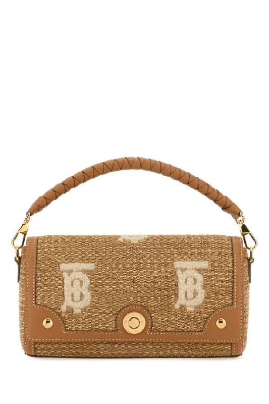 Monogrammed Burberry Bags for a Personal TouchBurberry Women Camel Raffia Handbag