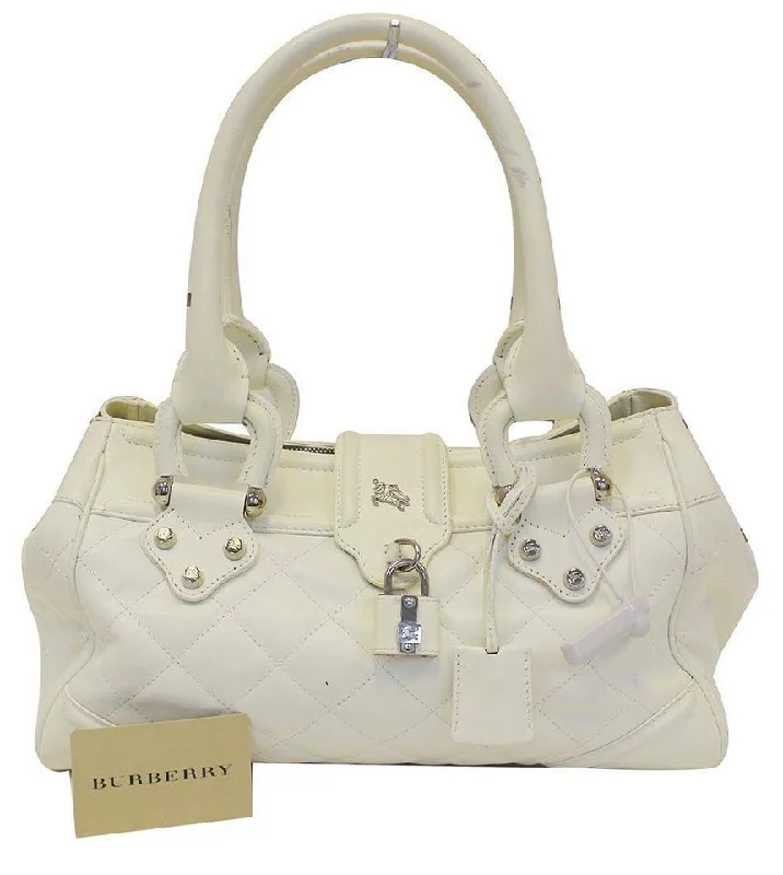 Monogrammed Burberry Bags for a Personal TouchBurberry White Quilted Leather Montgomery Satchel Shoulder Bag