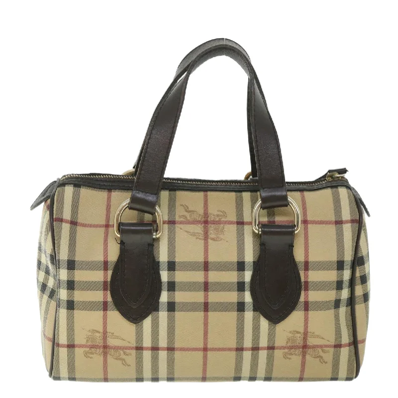 Statement - Making Oversized Burberry BagsBURBERRY Nova Check Boston Bag PVC Leather Beige  yk9073