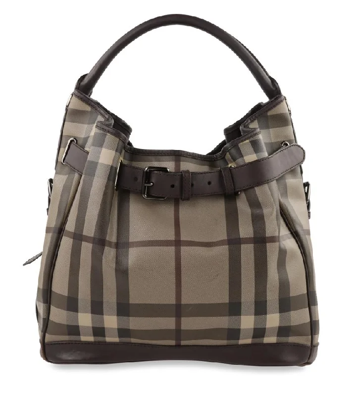 Burberry Bags with Detachable Straps for CustomizationBurberry Smoke Check Medium Walden Belted Trench Brown Canvas Hobo Bag