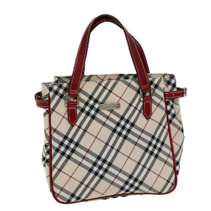 Easy - to - Clean Burberry Bags for Busy LifestylesBURBERRY Nova Check Blue Label Hand Bag Nylon Beige Auth yk12517