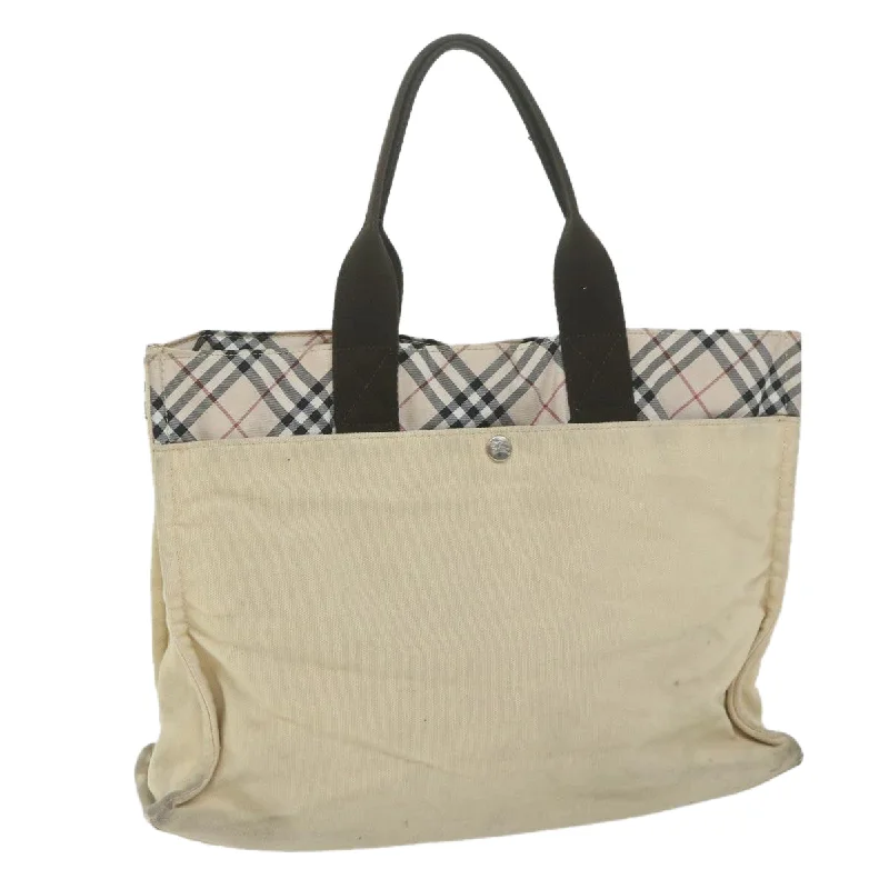 Pet - Friendly Burberry Pet Carrier BagsBURBERRY Nova Check Blue Label Tote Bag Canvas Beige Auth ti1469