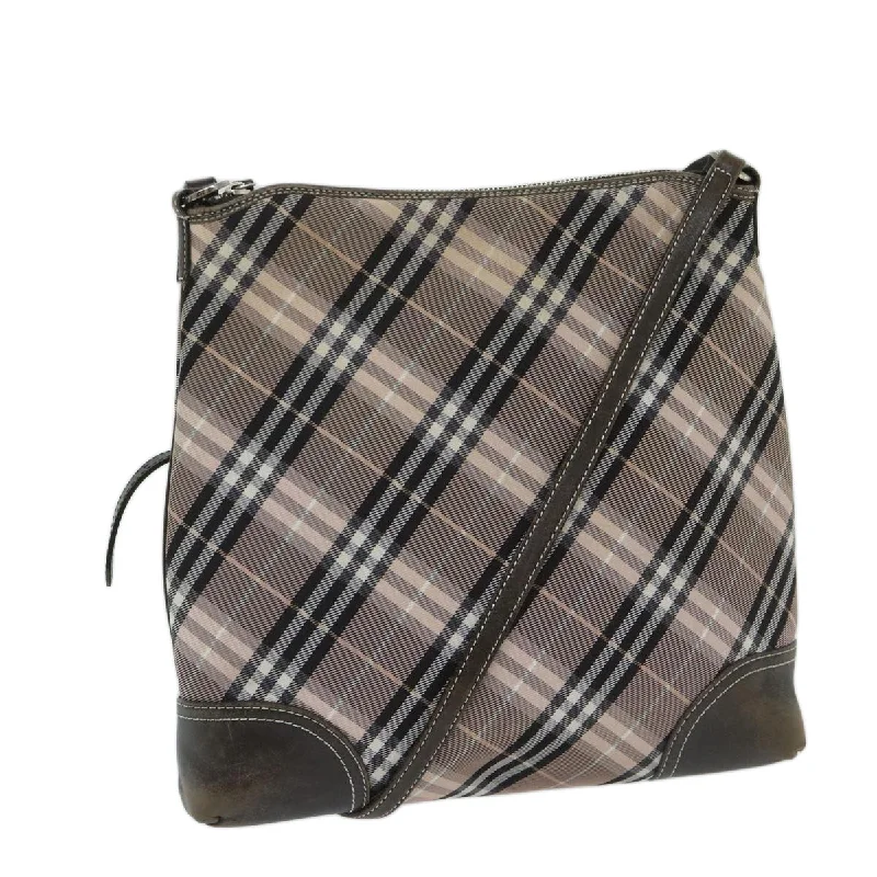 Water - Resistant Burberry Beach BagsBURBERRY Nova Check Blue Label Shoulder Bag Canvas Pink Brown Auth 69207