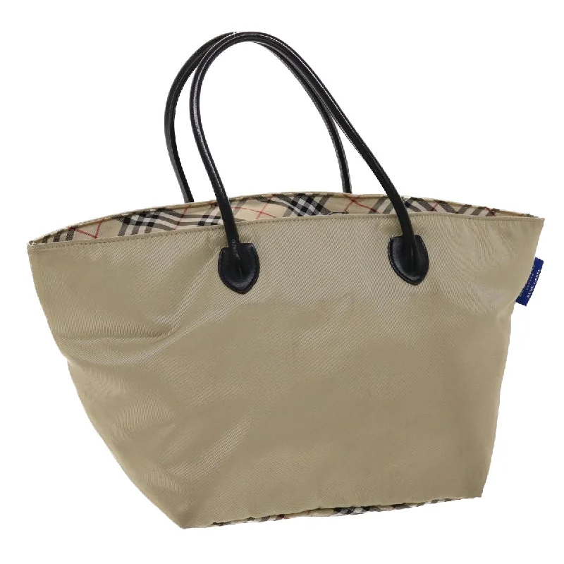 Monogrammed Burberry Bags for a Personal TouchBURBERRY Nova Check Blue Label Tote Bag Nylon Beige Auth yb277