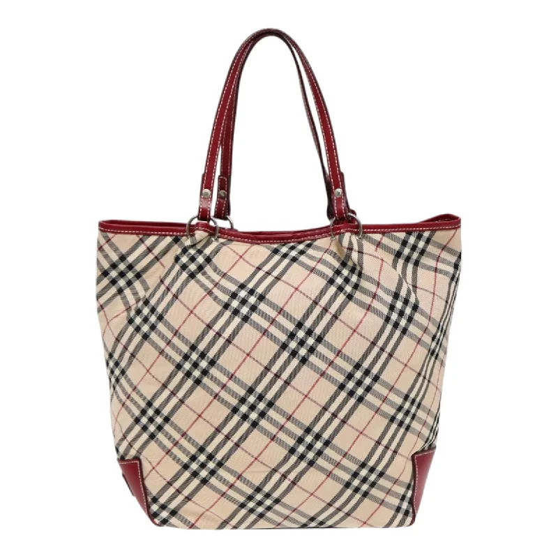 Waterproof Burberry Bags for Outdoor AdventuresBURBERRY Nova Check Blue Label Tote Bag Canvas Beige Red  ti1998